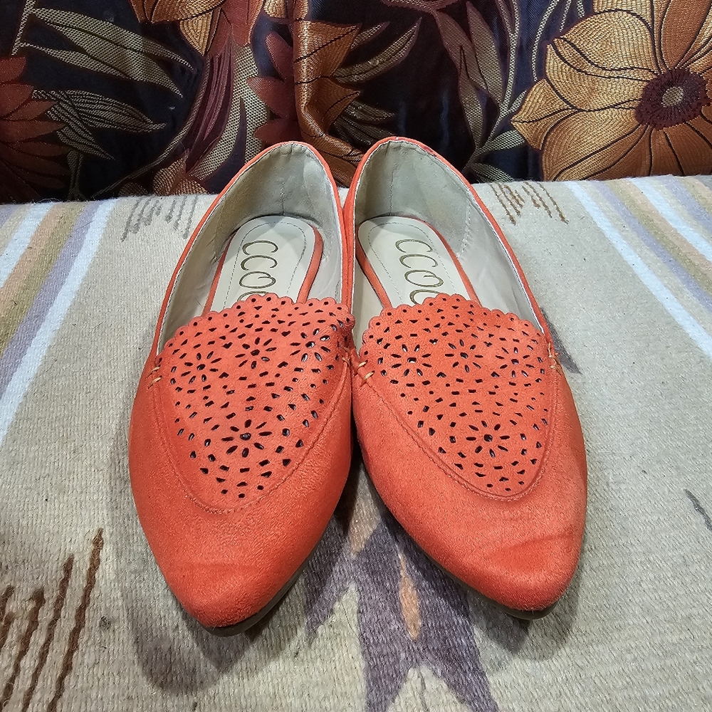 Ccocci Rose-Pointed Toe Slip On Flats Casual Wear Art Teacher Woman's Size 8.5